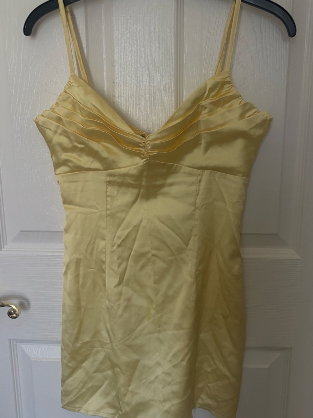 Beginning Boutique Yellow Satin Mini Dress